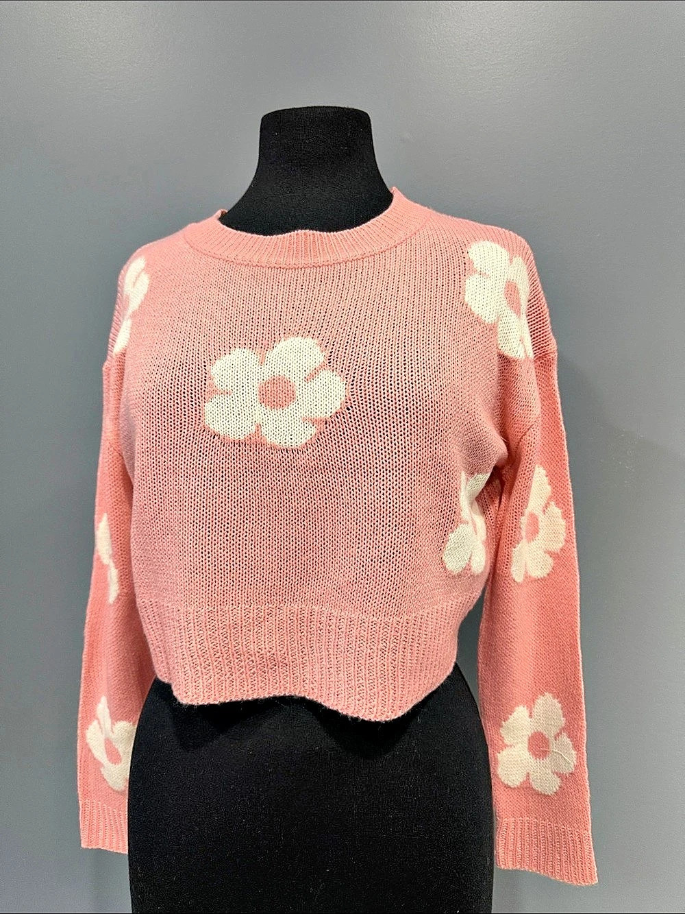 Street Wear Society Floral Crewneck Sweater in Pink & White Like New